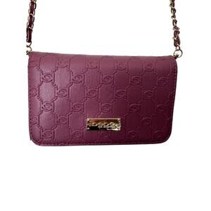 New BEBE berry 8x5x2 embossed crossbody with 21” gold tone and braided shoulder